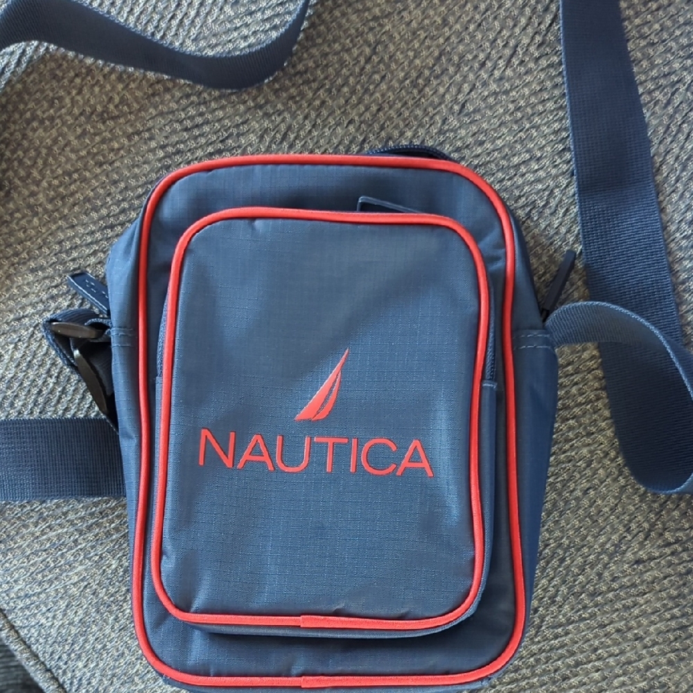 Nautica Blue Messenger Bag with Red Trim